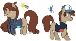 Size: 1177x630 | Tagged: safe, artist:pikachumaster, earth pony, pony, dipper pines, gravity falls, mabel pines, male, ponified