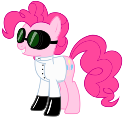 Size: 6000x5700 | Tagged: safe, artist:magister39, pinkie pie, g4, absurd resolution, clothes, female, goggles, grin, lab coat, simple background, solo, transparent background, vector