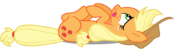 Size: 10000x3000 | Tagged: safe, artist:dashiesparkle, applejack, earth pony, pony, applebuck season, g4, :p, absurd resolution, female, looking up, on back, silly, silly pony, simple background, solo, svg, tongue out, transparent background, vector, wavy mouth