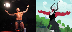 Size: 1000x450 | Tagged: safe, lord tirek, g4, comparison, exploitable meme, lord tirek's outstretched arms, meme, pose, randy orton, wwe