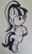 Size: 1745x2866 | Tagged: safe, artist:patterndream, sonata dusk, earth pony, pony, equestria girls, g4, my little pony equestria girls: rainbow rocks, bipedal, cross-eyed, earth pony sonata dusk, equestria girls ponified, female, mare, monochrome, no catchlights, ponified, solo, spiked wristband, traditional art, wristband