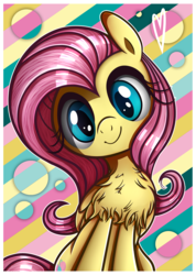 Size: 1279x1800 | Tagged: safe, artist:dotkwa, artist:vocalmaker, fluttershy, g4, chest fluff, colors, cute, female, fluffy, impossibly large chest fluff, phone wallpaper, simple background, solo