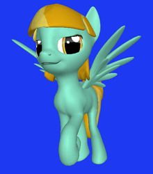 Size: 487x553 | Tagged: safe, lightning dust, pegasus, pony, ponylumen, g4, 3d, 3d pony creator, alter ego, alternate universe, female, grin, looking at you, mare, spread wings, superhero