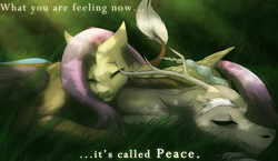 Size: 3070x1784 | Tagged: safe, artist:gazing-at-galaxy, artist:xgalaxystargazerx, discord, fluttershy, dragon, pegasus, pony, g4, cute, daaaaaaaaaaaw, dragoness, duo, eyes closed, female, male, serenity, sleeping, sweet dreams fuel, wholesome