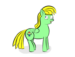 Size: 4000x3000 | Tagged: safe, artist:dustph0enix, oc, oc only, oc:viva reverie, birthday gift, derp, green fur, solo, yellow mane