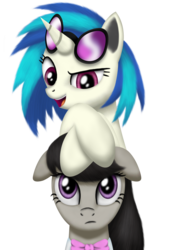 Size: 1200x1780 | Tagged: safe, artist:gennbu, dj pon-3, octavia melody, vinyl scratch, pony, g4, duo