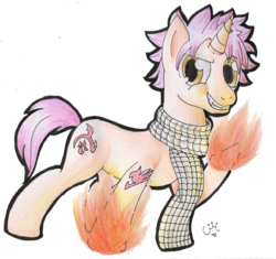 Size: 1332x1253 | Tagged: safe, artist:celecrypt, dracony, fairy tail, natsu dragneel, ponified, solo