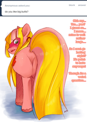 Size: 500x703 | Tagged: artist needed, safe, berry bright, earth pony, pony, ask berry bright, g2, ask, blushing, butt, female, mare, plot, solo, tumblr