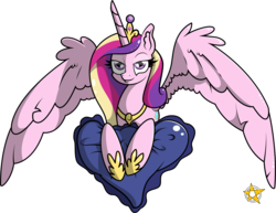 Size: 2568x1982 | Tagged: safe, artist:amberpendant, princess cadance, g4, female, pillow, simple background, solo, transparent background