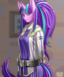 Size: 1000x1200 | Tagged: safe, artist:m@k, starlight glimmer, unicorn, anthro, g4, the cutie map, clothes, female, solo, uniform