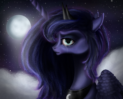 Size: 3000x2400 | Tagged: safe, artist:smilingm00n, princess luna, g4, crying, female, high res, moon, night, solo