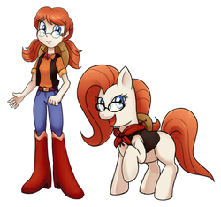 Size: 836x784 | Tagged: safe, artist:scittykitty, megan williams, human, g1, g4, alternate hairstyle, commission, g1 to g4, generation leap, glasses, human to pony, ponified