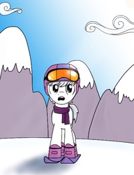 Size: 445x578 | Tagged: safe, artist:kill joy, double diamond, earth pony, pony, g4, clothes, looking at you, male, meme, mountain, scarf, skis, snow, solo, stallion, template