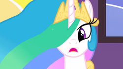 Size: 1366x768 | Tagged: safe, screencap, princess celestia, g4, the best night ever, female, hair over one eye, solo
