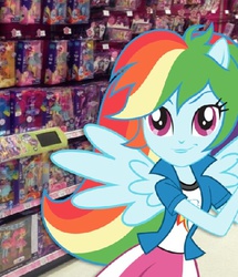 Size: 466x543 | Tagged: safe, rainbow dash, equestria girls, g4, doll, equestria girls in real life, equestria girls prototype, female, merchandise, ponied up, pony ears, smirk, solo