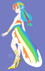 Size: 1280x2013 | Tagged: safe, artist:jonfawkes, rainbow dash, human, g4, 30 minute art challenge, clothes, dress, female, gala dress, humanized, solo, wing ears