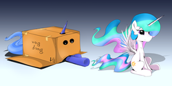 Size: 4800x2400 | Tagged: safe, artist:flamevulture17, princess celestia, princess luna, alicorn, pony, g4, boop, boop box, box, duo, imminent boop, reaching, s1 luna, sitting, smiling, sneaking, spread wings, underhoof