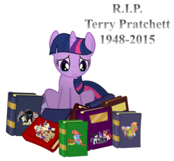 Size: 3239x3005 | Tagged: safe, artist:bronybyexception, apple bloom, big macintosh, cheerilee, cherry jubilee, cloudy quartz, derpy hooves, dinky hooves, doctor whooves, time turner, twilight sparkle, zecora, pegasus, pony, unicorn, zebra, g4, albert, book, crying, crylight sparkle, discworld, female, going postal, granny weatherwax, grim reaper, guards guards, high res, i shall wear midnight, implied death, mail, mare, memorial, mort, nanny ogg, reaper man, rest in peace, rincewind, royal guard, sam vimes, shopkeeper, simple background, soul music, terry pratchett, the colour of magic, tiffany aching, transparent background, tribute, unicorn twilight, wyrd sisters, yi lu