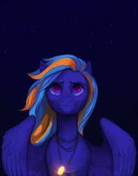 Size: 895x1136 | Tagged: safe, artist:captainsangre, oc, oc only, oc:evening song, pegasus, pony, female, multicolored hair, red eyes, solo