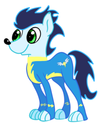 Size: 1024x1151 | Tagged: safe, artist:fj-c, soarin', dog, g4, .psd available, dogified, male, simple background, solo, species swap, transparent background, wonderbolts uniform