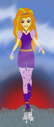 Size: 1700x3980 | Tagged: safe, artist:final7darkness, adagio dazzle, equestria girls, g4, my little pony equestria girls: rainbow rocks, amulet, city, clothes, destruction, evil grin, giantess, macro, necklace, request, requested art, this will end in death