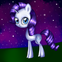 Size: 1000x1004 | Tagged: safe, artist:pinipy, rarity, g4, cute, female, night, purple, sky, solo