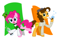 Size: 3373x2238 | Tagged: safe, artist:rebron-y, cheese sandwich, pinkie pie, g4, beer, bubble pipe, clothes, female, high res, ireland, irish, male, pipe, saint patrick's day, sweater