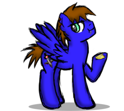 Size: 1024x917 | Tagged: safe, artist:jagarbrony, oc, oc only, oc:warly, pegasus, pony, crackers, male, nom, solo, stallion, wings
