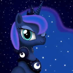 Size: 2000x2000 | Tagged: safe, artist:gennbu, princess luna, gamer luna, g4, female, headphones, high res, portrait, solo, wink