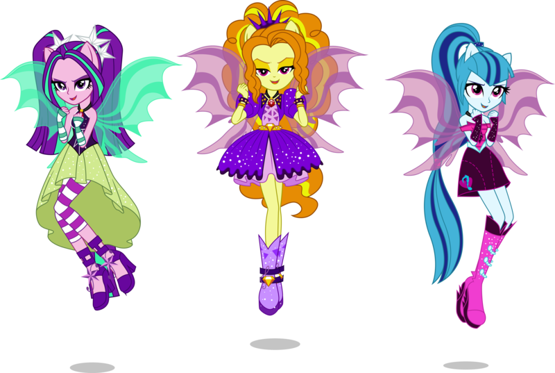848671 - absurd resolution, adagio dazzle, aria blaze, artist:auburnborbon,  boots, equestria girls, fin wings, levitation, ponied up, rainbow rocks,  safe, shoes, simple background, sleeveless, sonata dusk, the dazzlings,  transparent background, vector ...