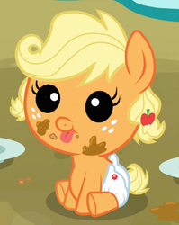 Size: 390x489 | Tagged: safe, screencap, applejack, earth pony, pony, apple family reunion, g4, baby, baby pony, babyjack, cropped, younger