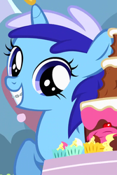 Size: 514x768 | Tagged: safe, screencap, minuette, pony, unicorn, g4, pinkie pride, braces, female, filly, filly minuette, foal, mare, solo