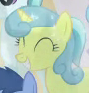 Size: 89x93 | Tagged: safe, screencap, lemon hearts, crystal pony, pony, unicorn, flight to the finish, g4, background pony, bust, cropped, eyes closed, female, mare, picture for breezies, solo focus