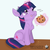 Size: 4000x4000 | Tagged: safe, artist:bri-sta, artist:wodahseht, twilight sparkle, pony, unicorn, g4, :t, chest fluff, cookie, cute, emanata, female, filly, filly twilight sparkle, fluffy, looking up, magic, nom, sitting, solo, telekinesis, text, twiabetes, watermark