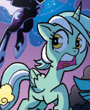 Size: 127x155 | Tagged: safe, idw, lyra heartstrings, nightmare moon, alicorn, pony, friends forever #7, g4, my little pony: friends forever, spoiler:comic, alicornified, lyracorn, spot the alicorn