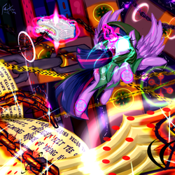 Size: 1024x1024 | Tagged: safe, artist:frist44, twilight sparkle, alicorn, pony, g4, cosplay, crossover, female, glowing eyes, god tier, hero of mind, homestuck, mage of mind, mare, ponystuck, twilight sparkle (alicorn)
