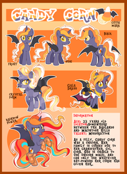 Size: 1024x1410 | Tagged: safe, artist:xwhitedreamsx, oc, oc only, oc:candy corn, alicorn, bat pony, pony, alicorn oc, clothes, crystallized, dress, fangs, female, gala dress, mare, ponytail, profile, rainbow power, rainbow power-ified