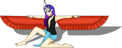 Size: 4526x1801 | Tagged: safe, rarity, human, g4, egyptian, elf ears, horn, horned humanization, humanized, maat, mythology