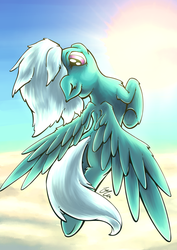 Size: 1280x1810 | Tagged: safe, artist:lovelyneckbeard, fleetfoot, pony, g4, female, flying, solo, spread wings