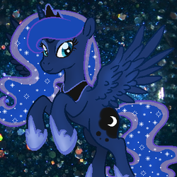 Size: 350x350 | Tagged: safe, artist:cakefluff, princess luna, alicorn, pony, g4, female, looking at you, mare, smiling, solo