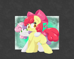 Size: 959x769 | Tagged: safe, artist:alazak, apple bloom, sweetie belle, g4, female, lesbian, ship:sweetiebloom, shipping