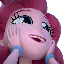 Size: 1000x1000 | Tagged: safe, artist:3d thread, artist:creatorofpony, pinkie pie, equestria girls, g4, 3d, 3d model, blender, bracelet, excited, female, happy, smiling, solo, teenager