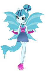 Size: 4500x7189 | Tagged: safe, artist:mixiepie, sonata dusk, half-siren, equestria girls, g4, my little pony equestria girls: rainbow rocks, absurd resolution, cleavage, clothes, female, fin wings, ponied up, simple background, skirt, solo, tank top, transparent background, vector