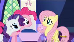 Size: 1268x716 | Tagged: safe, screencap, fluttershy, pinkie pie, rarity, g4, my little pony: friendship is magic, the cutie map, twilight's castle