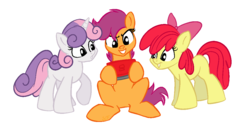 Size: 1140x628 | Tagged: safe, artist:slowcoloringfag, apple bloom, scootaloo, sweetie belle, g4, 3ds, cutie mark crusaders, nintendo, nintendo ds