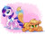 Size: 2000x1500 | Tagged: safe, artist:verulence, applejack, rarity, earth pony, pony, unicorn, g4, butt, female, filly, foal, freckles, lesbian, levitation, magic, open mouth, plot, ship:rarijack, shipping, style emulation, underhoof, whitediamonds-ish