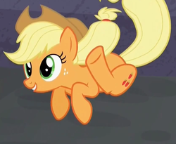 Size: 837x687 | Tagged: safe, screencap, applejack, earth pony, pony, g4, the cutie map, cropped, female, mare, silly, silly pony, solo, who's a silly pony
