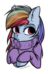 Size: 608x935 | Tagged: safe, artist:yukomaussi, rainbow dash, pegasus, pony, g4, clothes, female, mare, simple background, solo, sweater, white background