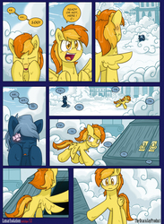 Size: 1584x2160 | Tagged: safe, artist:dracojayproduct, spitfire, oc, oc:pierson, pony, comic:lunar isolation, g4, comic, female, filly, hide and seek
