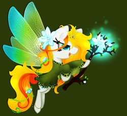 Size: 2502x2268 | Tagged: safe, artist:zmei-kira, earth pony, fairy, pony, flower, high res, magic, ponified, solo, wings, zmei-kira